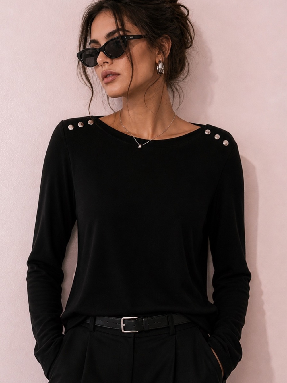Forever 21 Long Sleeve Top with Shoulder Studs M